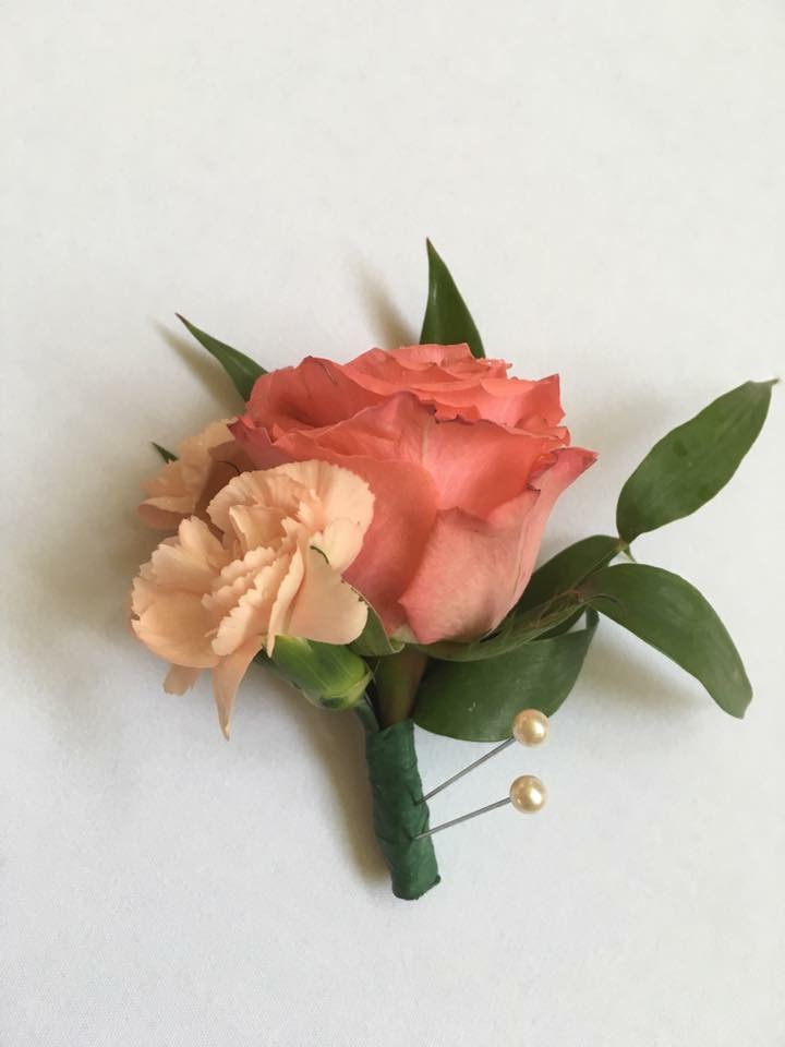 Peach boutonniere