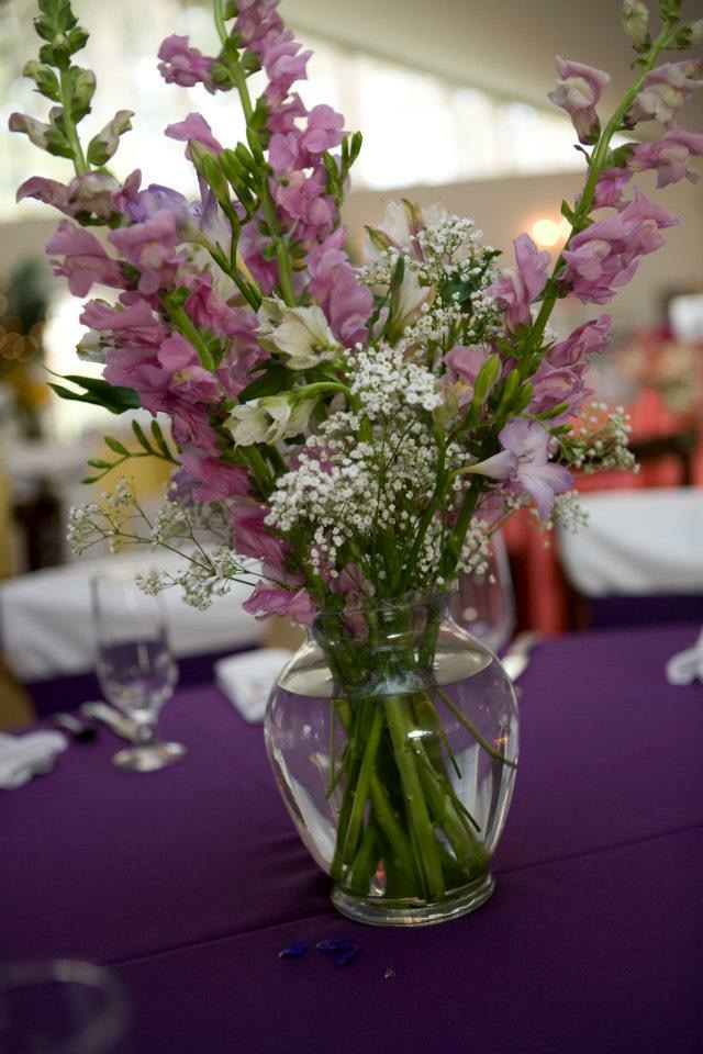 Purple snapdragon centerpiece
