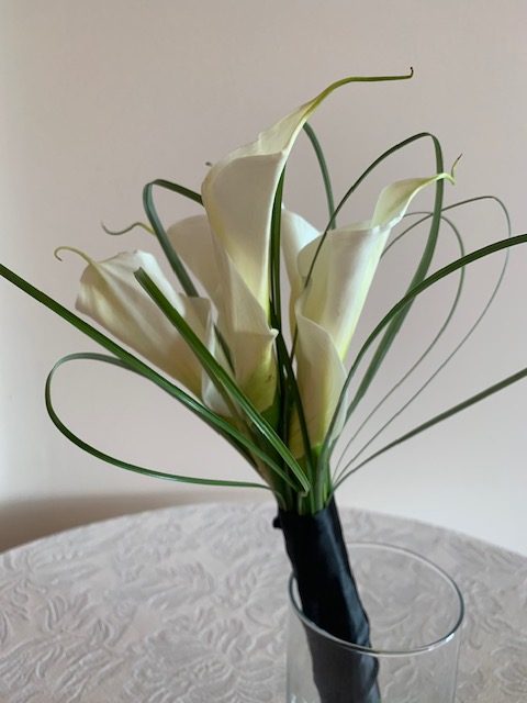 White calla lily and bear grass bouquet