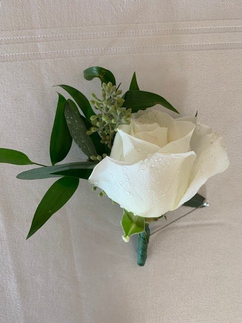 White rose boutonniere